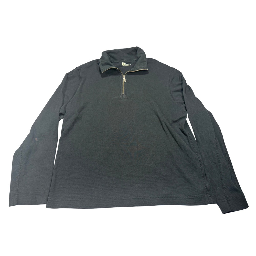 Gap Mens Athletic Fit Quarter Zip Pullover Shirt Medium Black Casual Comfy Cozy